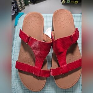 Vionic Size 10 Red Wedge Sandals